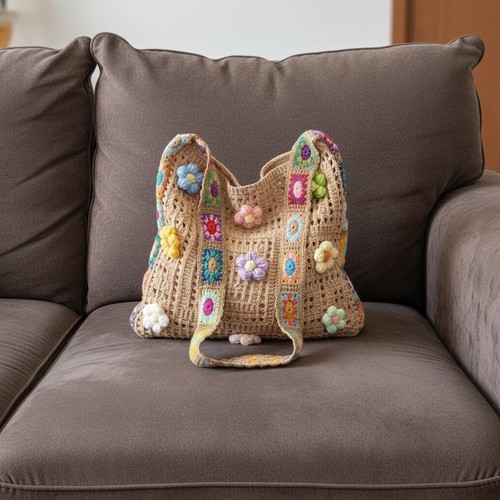 Beuteltasche beige häkel