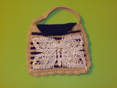 Elegante häkeltasche beige - häkeltasche, in