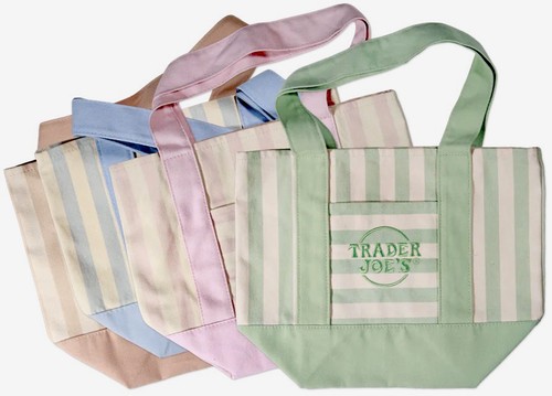 Striped mini canvas tote bag - canvas,
